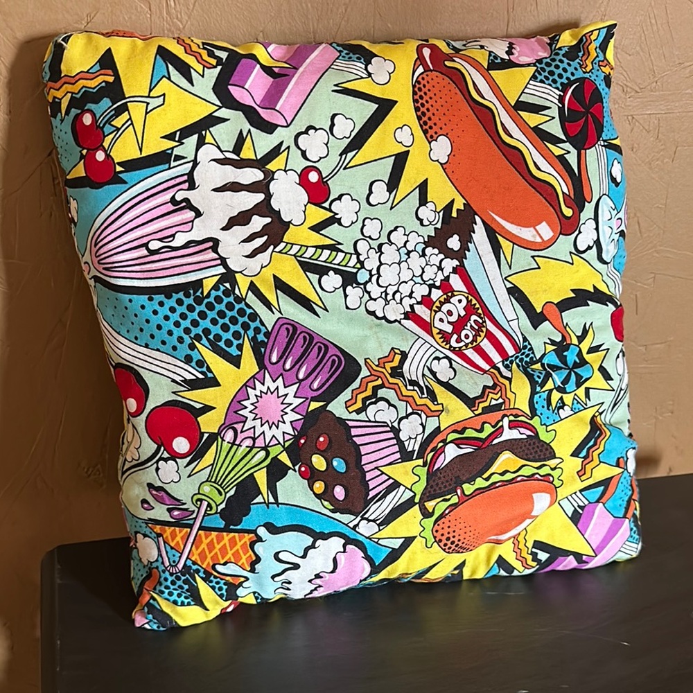 RARE Alexander Henry Midnight Snack fabric handmade pillow 13x13